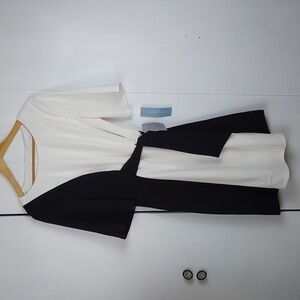 London Times Black/White Colorblock Slimming Mod Elegant Cocktail dress Sz.12